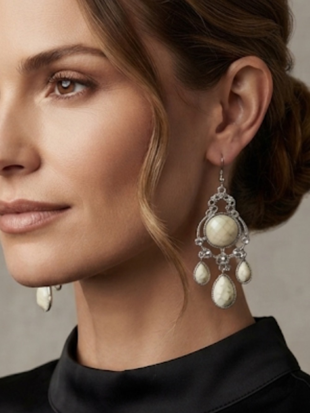 Cream Teardrop Dangle Earrings - Elegant Women’s Jewelry